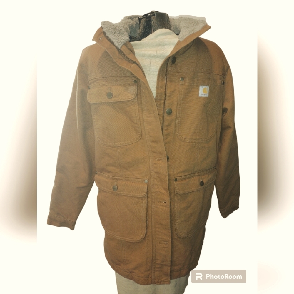 Carhartt Brown Sherpa-Lined Bomber Jacket